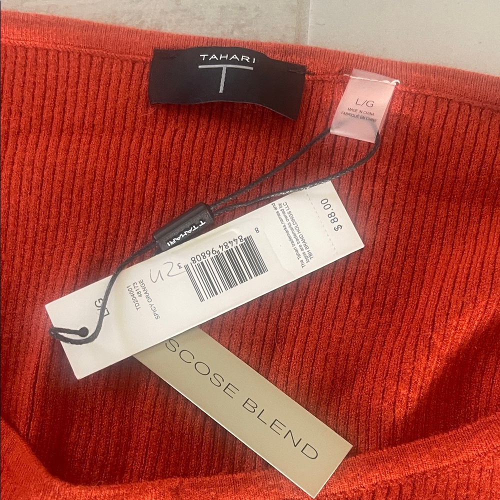 Tahari Vibrant Spicy Orange Long Sleeve Dress Size Large - Picture 2 of 8